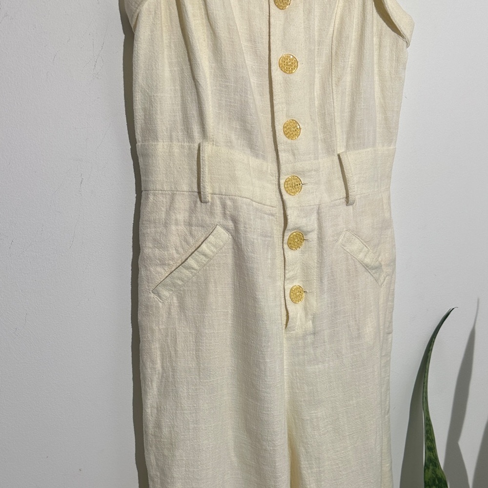 Chic Cream Button-Front Jumpsuit - image 2
